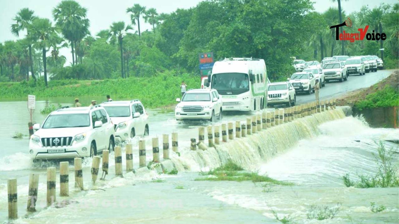 CM Leaves By Road To Inspect Flood Damages. teluguvoice