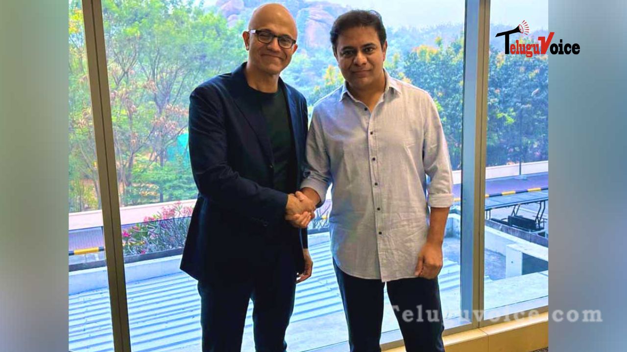 KTR Meets Nadella And Discusses ‘Business And Biryani.’ teluguvoice