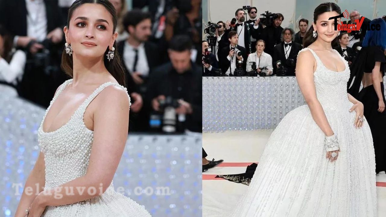 Alia Bhatt's look at the Met Gala 2023 was created with 100,000 pearls. teluguvoice