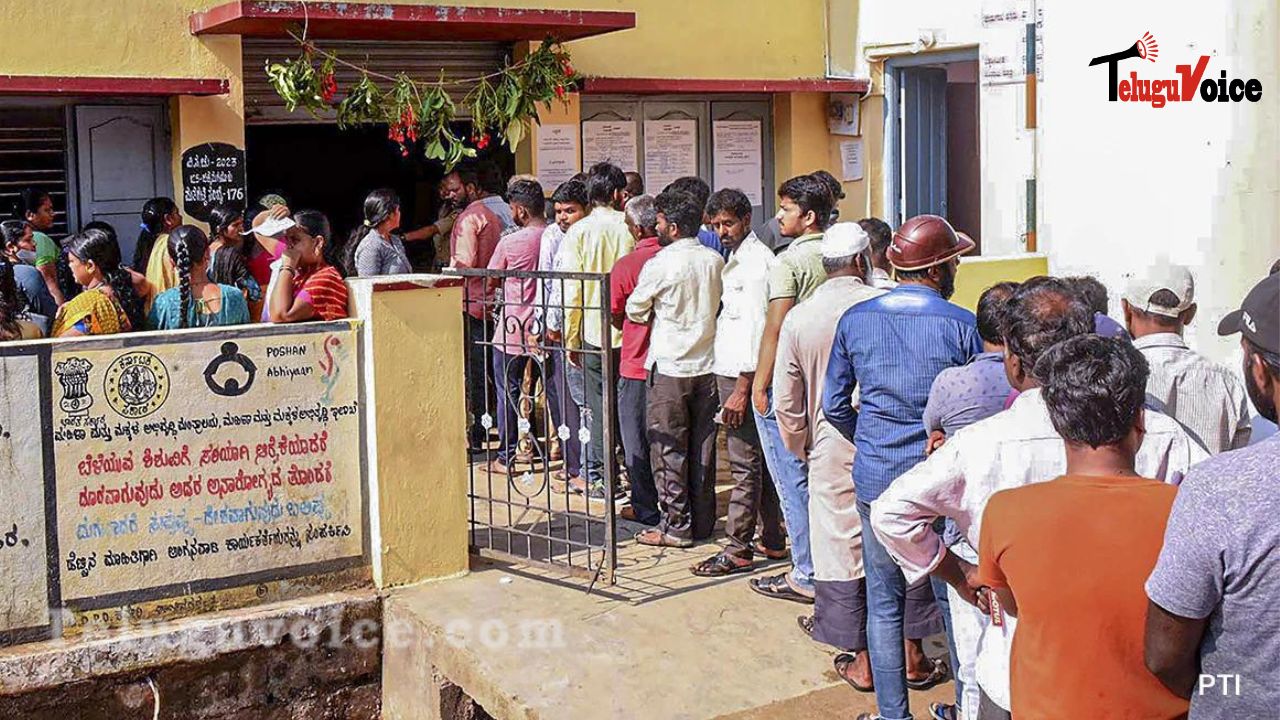 In the Karnataka assembly elections, 72.67 per cent of voters show up. teluguvoice