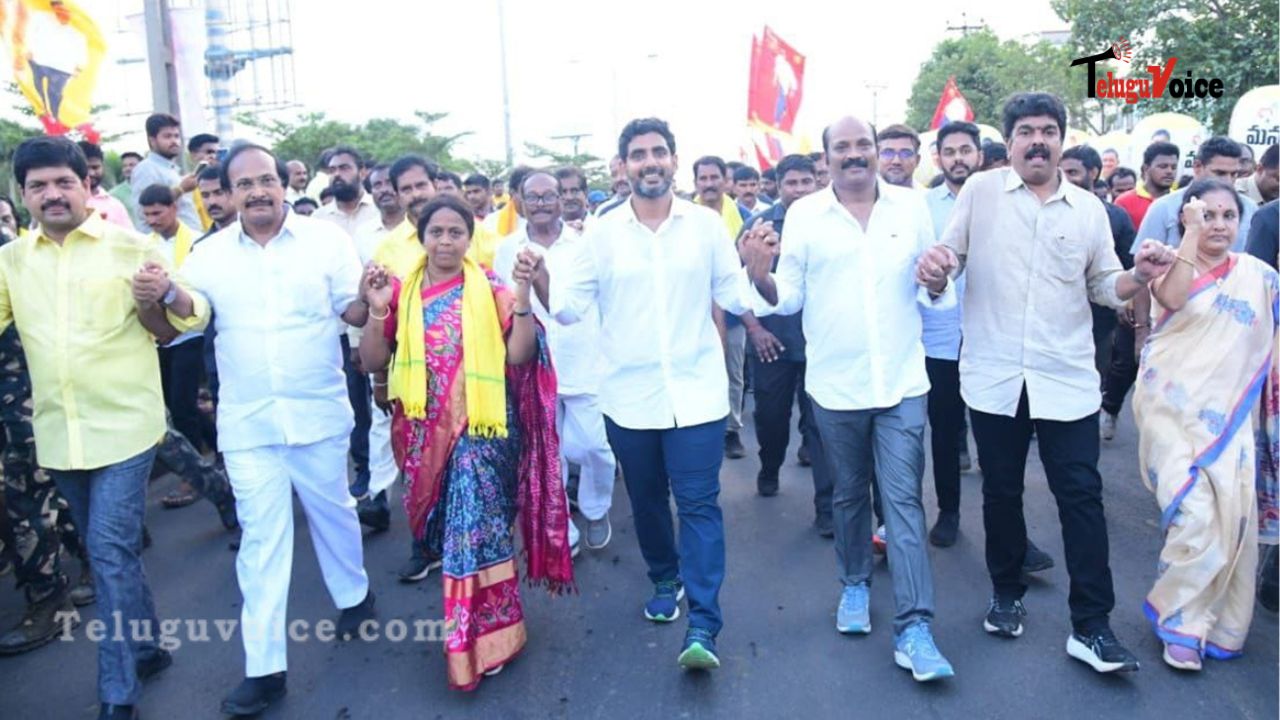 Lokesh's 12-hour walk sets a new record!! teluguvoice