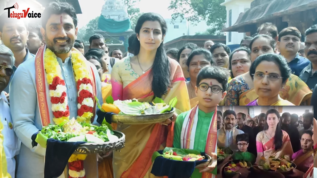 Nara Lokesh and Family Visit Prominent Temples in Mangalagiri teluguvoice