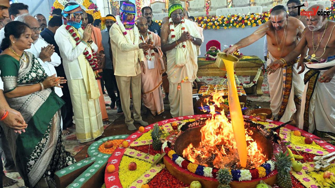 Chandrababu Naidu Lays Foundation Stone for Rs 150-Crore Sri Venkateswara Temple at Hare Krishna Gokula Kshetram teluguvoice