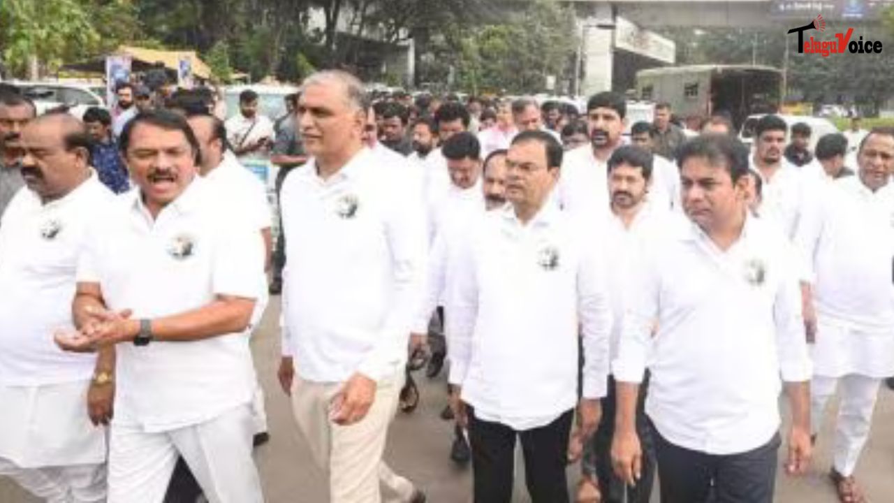 BRS MLAs Protest Alleged Alliance Between Telangana CM and Gautam Adani teluguvoice