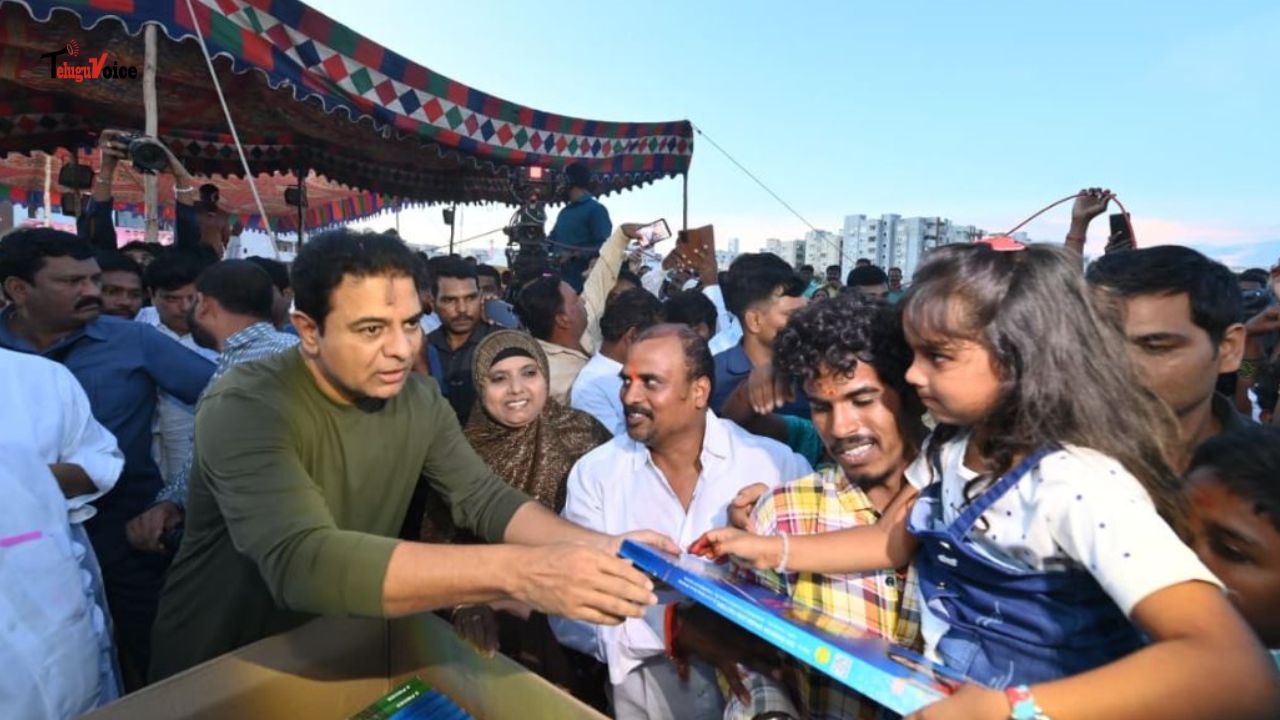 KTR and Harish Rao Celebrate Diwali with Demolition Victims, Slam Congress Over Hyderabad Evictions teluguvoice